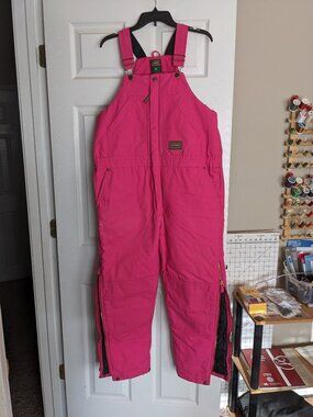 C.E. Schmidt Dark Pink Quilted Lining Bib Overalls Sz XL Youth
